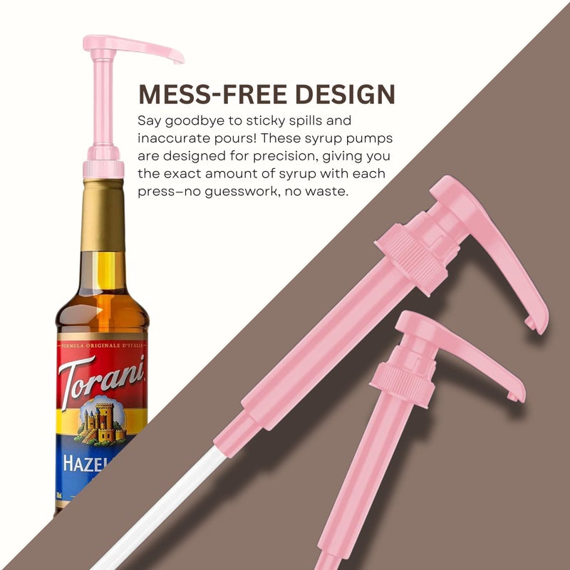 PERMINKS Syrup Pump Compatible with Torani, Davinci and Skinny (Set of 2) - fits Bottles (25.4 oz-750ml) (Pink) - Image 4