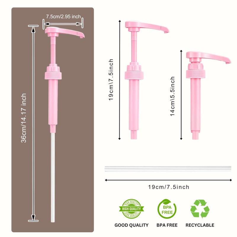 PERMINKS Syrup Pump Compatible with Torani, Davinci and Skinny (Set of 2) - fits Bottles (25.4 oz-750ml) (Pink) - Image 2