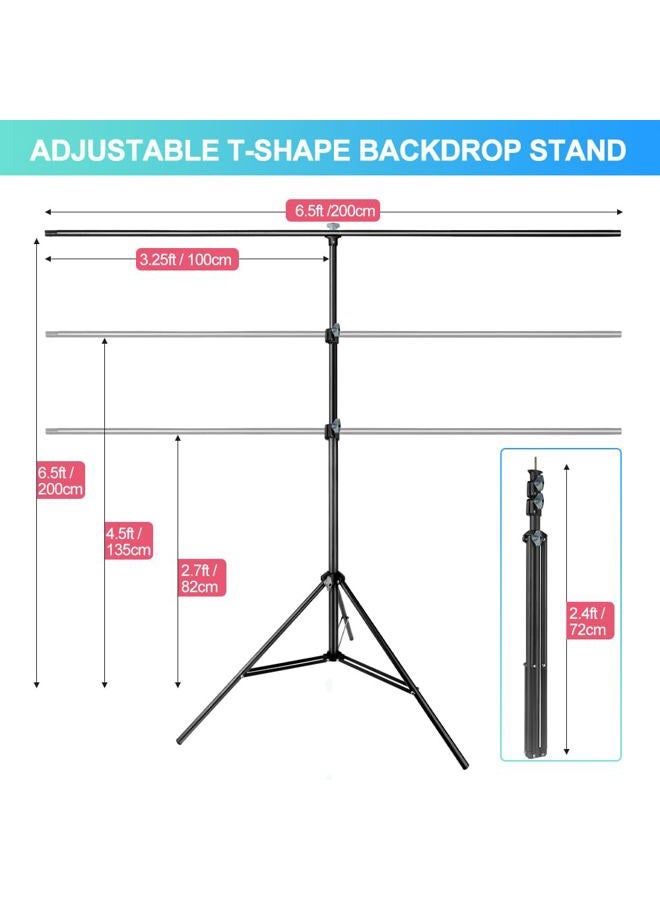 JEBUTU 6.5 X 9.8 Ft Green Screen with 6.5 X 6.5 Ft T-Shape Background Support Stand, Green Screen Backdrop with Stand Kit, Portable Green Screen Stand Kit with Carrying Bag & 5 Spring Clamps for Zoom - Image 3