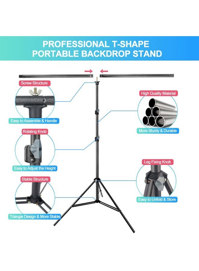 JEBUTU 6.5 X 9.8 Ft Green Screen with 6.5 X 6.5 Ft T-Shape Background Support Stand, Green Screen Backdrop with Stand Kit, Portable Green Screen Stand Kit with Carrying Bag & 5 Spring Clamps for Zoom - Image 4