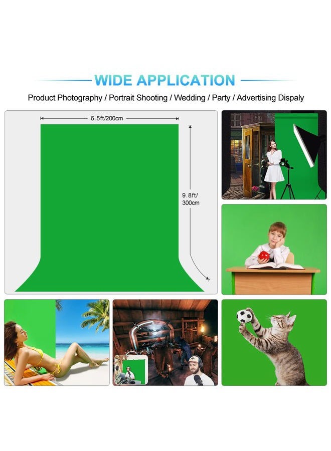 JEBUTU 6.5 X 9.8 Ft Green Screen with 6.5 X 6.5 Ft T-Shape Background Support Stand, Green Screen Backdrop with Stand Kit, Portable Green Screen Stand Kit with Carrying Bag & 5 Spring Clamps for Zoom - Image 2