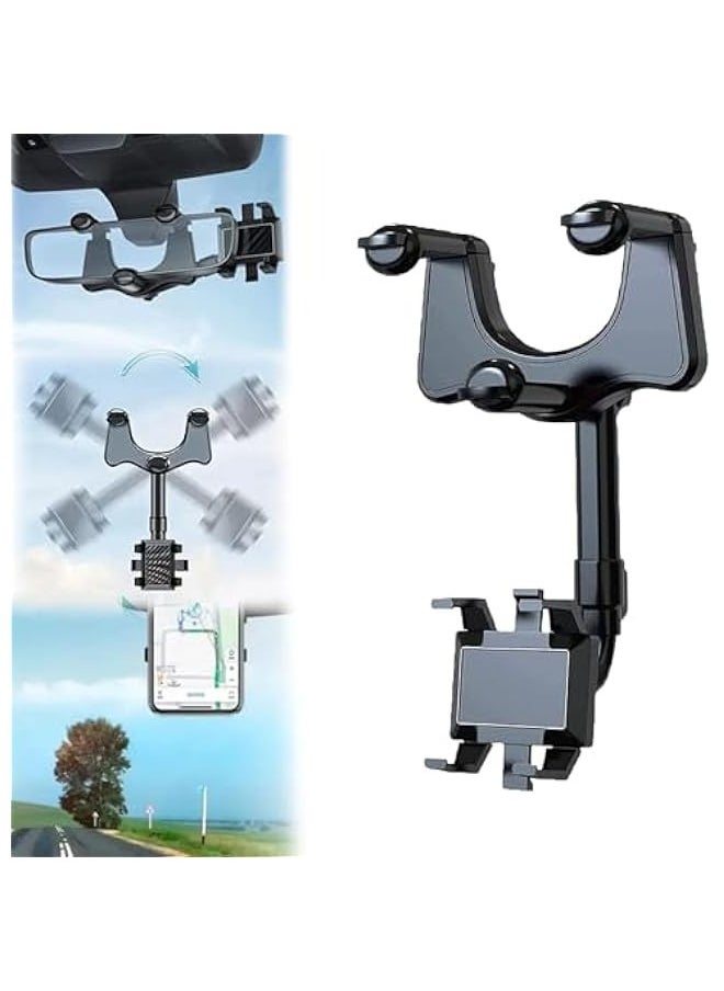 TRASSLE Car Phone Holder, Phone Holder, Multifunctional 360 Rotatable Car Rearview Mirror Phone Holder, Rearview Mirror Phone Holder  - Image 1