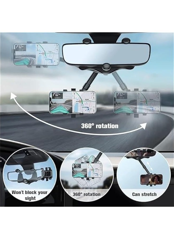 TRASSLE Car Phone Holder, Phone Holder, Multifunctional 360 Rotatable Car Rearview Mirror Phone Holder, Rearview Mirror Phone Holder  - Image 2