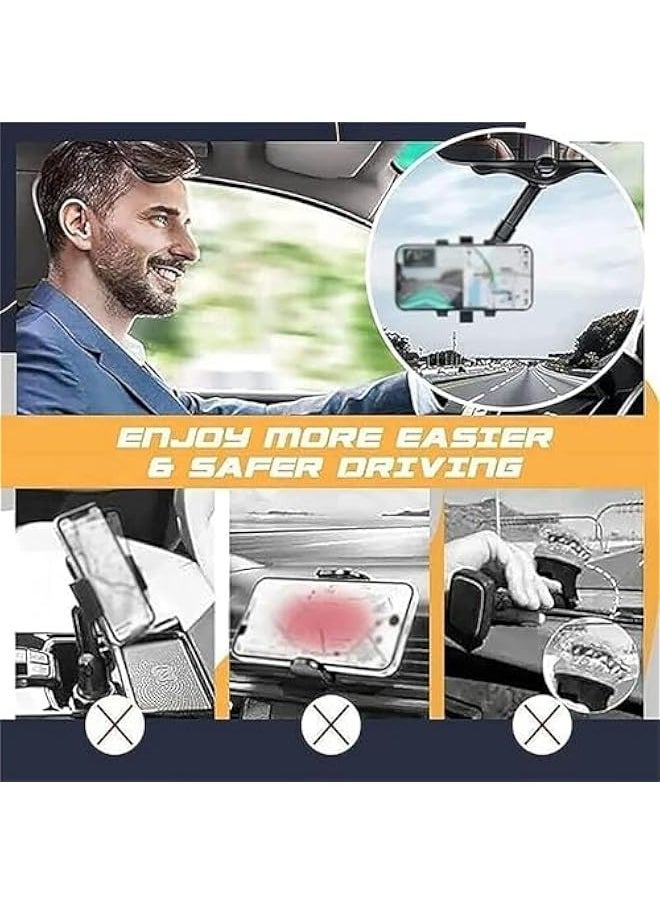 TRASSLE Car Phone Holder, Phone Holder, Multifunctional 360 Rotatable Car Rearview Mirror Phone Holder, Rearview Mirror Phone Holder  - Image 5