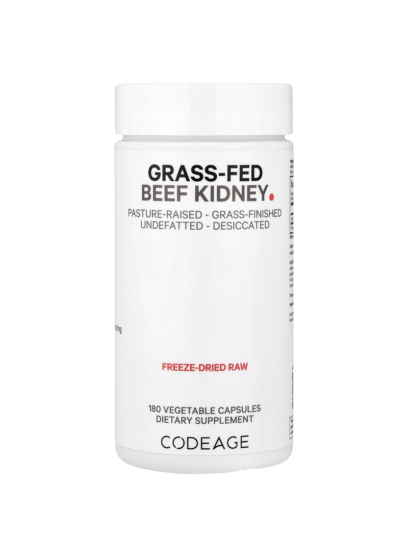 Grass-Fed Beef Kidney, 180 Vegetable Capsules (500 mg Per capsule)
