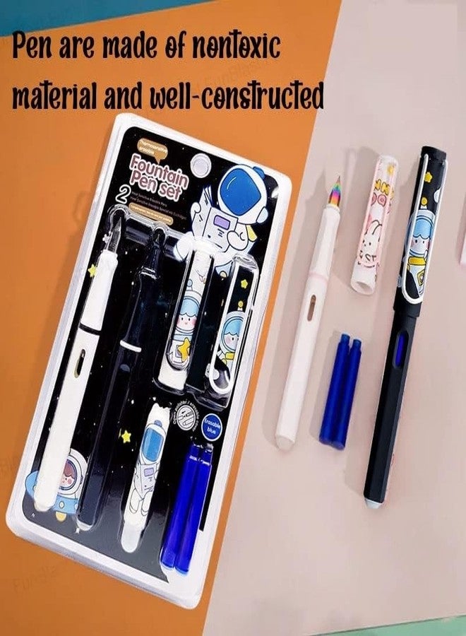 APCATIO Fountain Pen Blue ink for Students, Erasable Pen Set for School Stationery Gift for Kids, Birthday Return Gift, School Stationery Items for Kids (Black) - Image 3