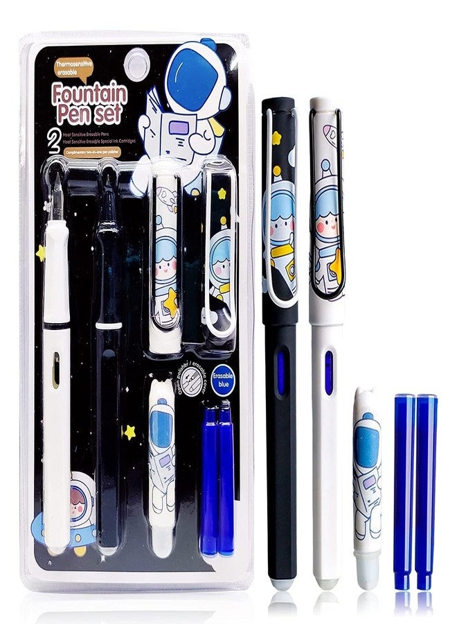 APCATIO Fountain Pen Blue ink for Students, Erasable Pen Set for School Stationery Gift for Kids, Birthday Return Gift, School Stationery Items for Kids (Black) - Image 1
