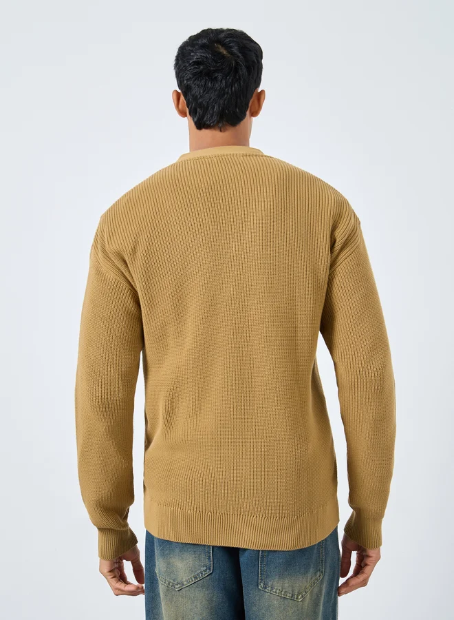 Styli  Front Buttoned Chunky Knit Cardigan for Men | Best Price UAE