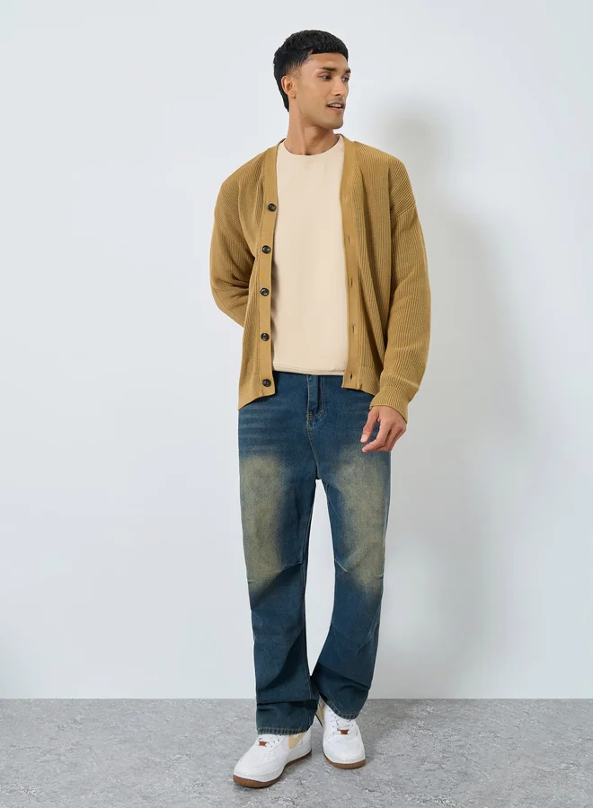 Styli Front Buttoned Chunky Knit Cardigan