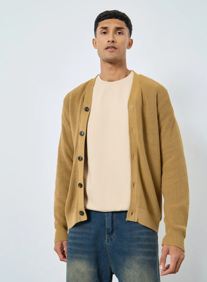 Styli Front Buttoned Chunky Knit Cardigan