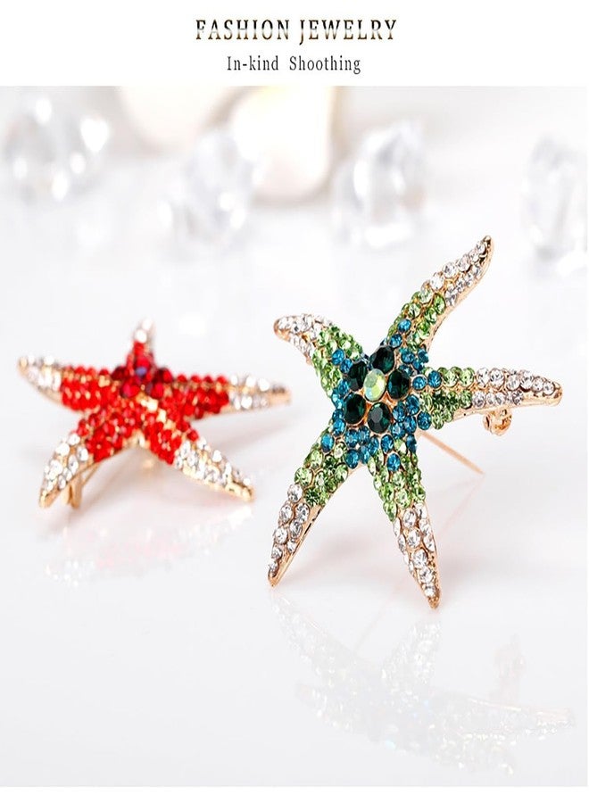 Buildcon Brooches for Women, Brooch Pin for Women, Sparkling Blue Starfish Design Saree Brooch for Traditional, Elegant Accessory for Dresses Blazers Bags Hats,Silver Brooch for Women - Image 5