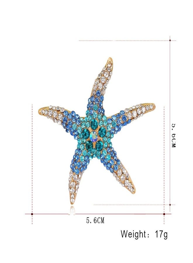 Buildcon Brooches for Women, Brooch Pin for Women, Sparkling Blue Starfish Design Saree Brooch for Traditional, Elegant Accessory for Dresses Blazers Bags Hats,Silver Brooch for Women - Image 4