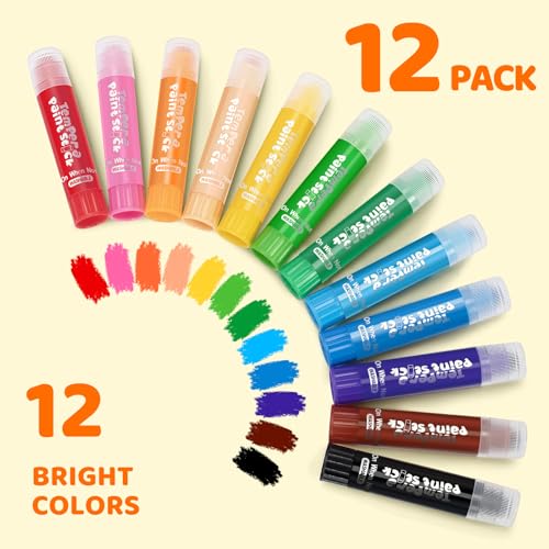 Ellinjan 144 Pcs Ellinjan Tempera Paint Sticks For Kids, 12 Classic Colors, Washable & Quick-Drying Twistable Solid Paint, Bulk Art Supplies for Drawing & Painting, Back to School Art Supplies for Kids Classroom - Image 2