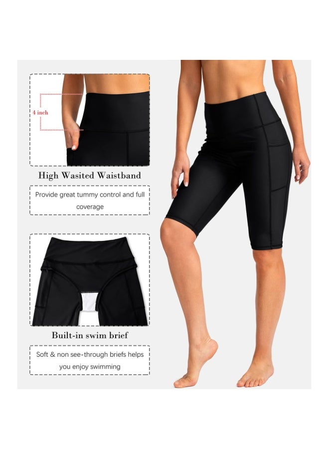 Women's High Waisted Swim Shorts with Pockets UPF50+ Long Board Swimming Shorts for Women with Liner - Image 5