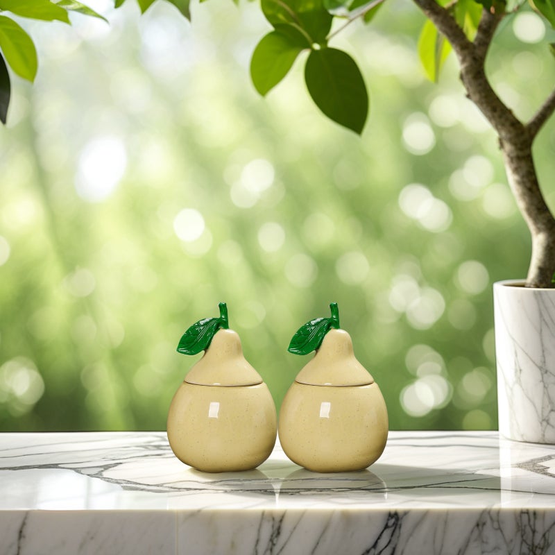 2pcs Ceramic Pear Shaped Tea Canister With Airtight Lid Candy Storage Jar For Kitchen Counter Ideal For Loose Tea And Sugar - Image 4