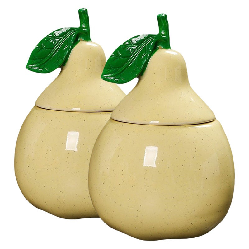 2pcs Ceramic Pear Shaped Tea Canister With Airtight Lid Candy Storage Jar For Kitchen Counter Ideal For Loose Tea And Sugar - Image 1