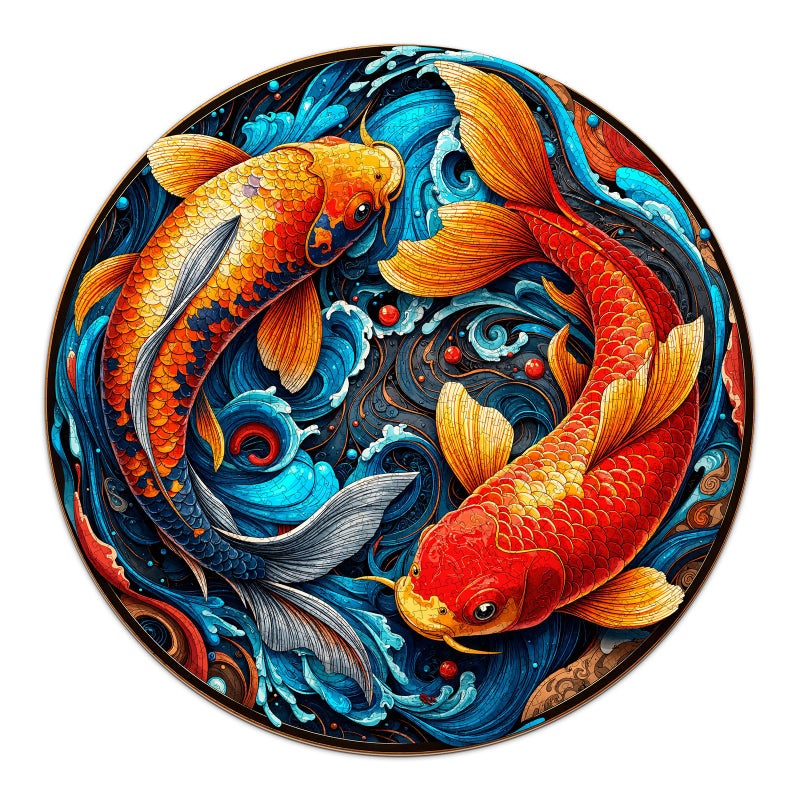 SECOGM Koi Fish Yin Yang Puzzles for Adults 1000 Pieces Jigsaw Puzzles 1000 Pieces for Adults Fun Puzzles with Letters On Back Challenging Game Toys Family Decoration Puzzle 265 265in - Image 3