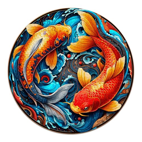 SECOGM Koi Fish Yin Yang Puzzles for Adults 1000 Pieces Jigsaw Puzzles 1000 Pieces for Adults Fun Puzzles with Letters On Back Challenging Game Toys Family Decoration Puzzle 265 265in - Image 1