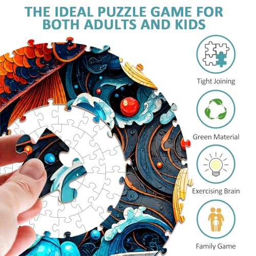 SECOGM Koi Fish Yin Yang Puzzles for Adults 1000 Pieces Jigsaw Puzzles 1000 Pieces for Adults Fun Puzzles with Letters On Back Challenging Game Toys Family Decoration Puzzle 265 265in - Image 5