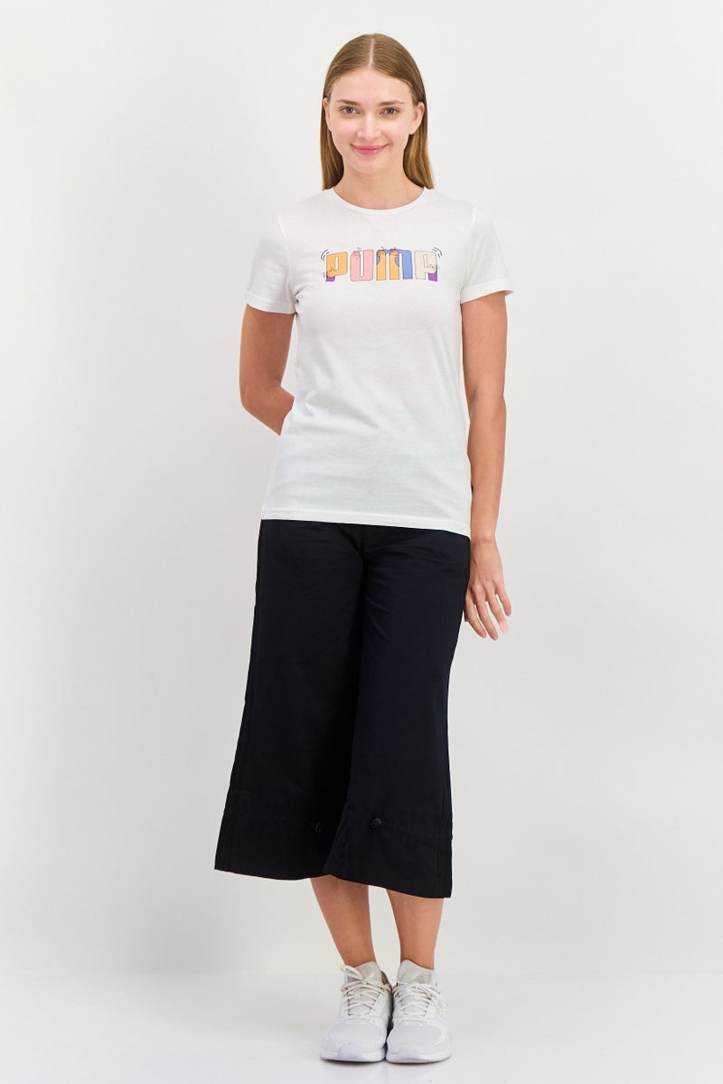 PUMA Women Sportswear Fit Short Sleeves Training Top, White Combo - Image 2