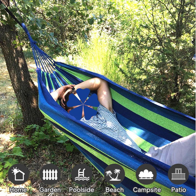 ANYOO Cotton Hammock Portable Camping Hammocks for Hanging Sturdy Garden Comfortable Fabric Hammock with Tree Straps Up to 660lbs with Travel Bag for Camping Outdoor/Indoor Patio Backyard - Image 4