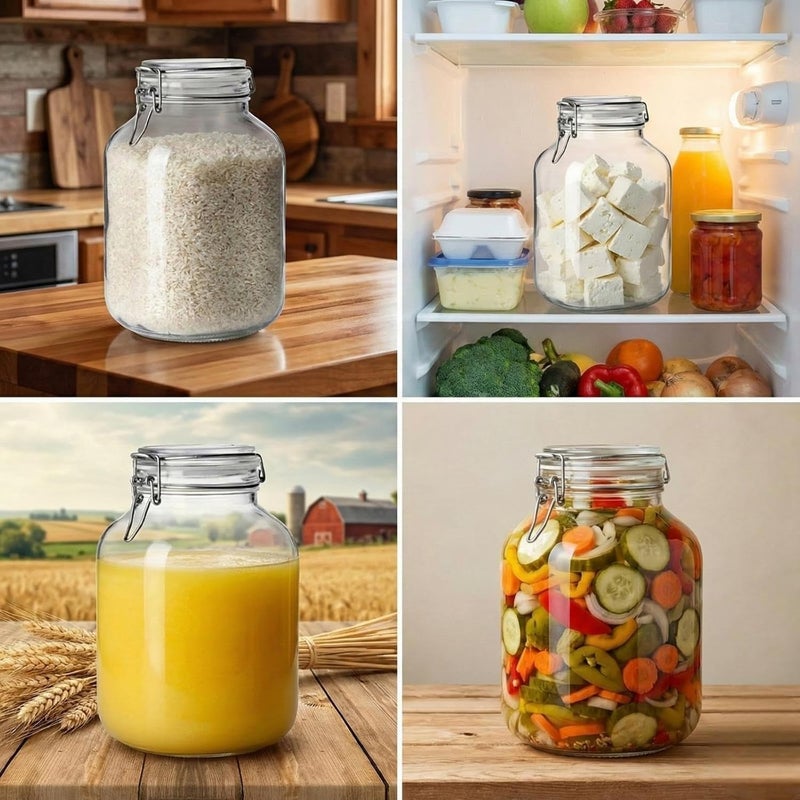 Wide Mouth Glass Jar with Airtight Lid, Large Glass Storage Containers with Lids, 5000ML Jars - Canning Jars with Large Capacity, Canister for Pet Food, Laundry Room, Flour, Rice - Image 4