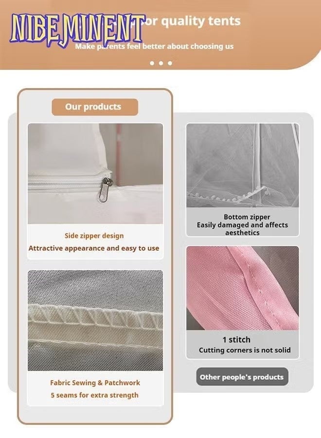 NIBEMINENT Large Kids Tent House Indoor Outdoor,Toddler Play Tent With Birthday Party Decoration,Play house for Baby Princess Castle Tent, Kids Indoor Room Toys for Girls and Boys（Tent + Cotton Ball Lamp） - Image 3