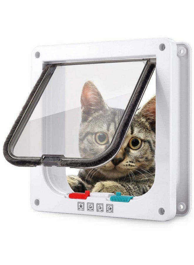 Qpets® Large Cat Door, 4 Way Locking Pet Door for Small Cat Dog, Indoor Pet House Door Flap Cat Door, Flexible in & Out, Lockable, One Way Out/in, Two Way Out/in Cat Door, 28 * 25 * 5.5CM - Image 1