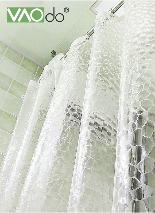 Cobblestone Pattern Waterproof Bath Curtain Mold and Mildew Resistant Plastic Shower Curtain with 12 Plastic Hooks 1.8*1.8M