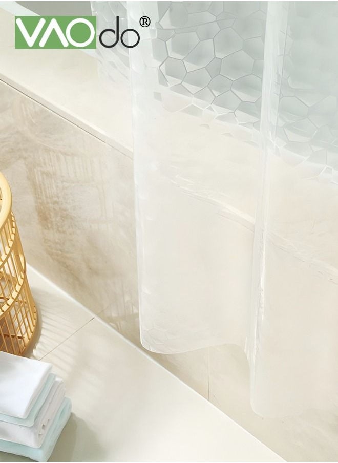 Cobblestone Pattern Waterproof Bath Curtain Mold and Mildew Resistant Plastic Shower Curtain with 12 Plastic Hooks 1.8*1.8M