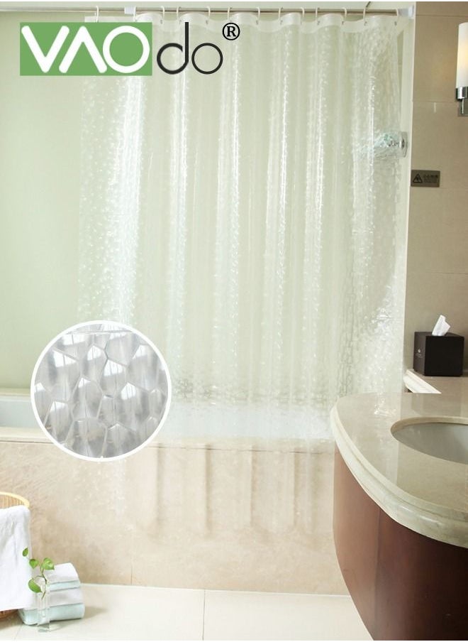 Cobblestone Pattern Waterproof Bath Curtain Mold and Mildew Resistant Plastic Shower Curtain with 12 Plastic Hooks 1.8*1.8M
