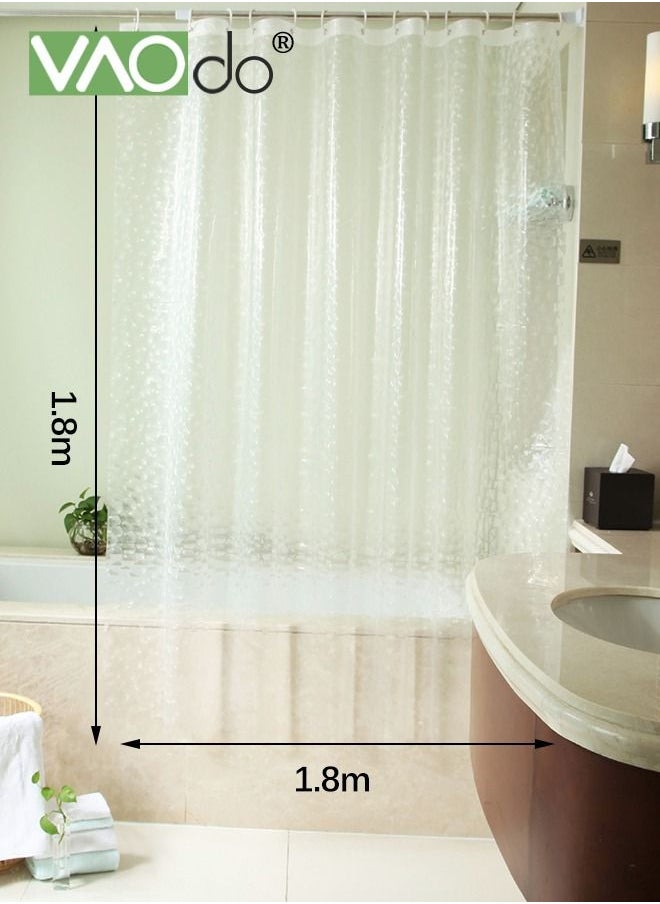 Cobblestone Pattern Waterproof Bath Curtain Mold and Mildew Resistant Plastic Shower Curtain with 12 Plastic Hooks 1.8*1.8M