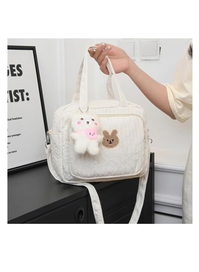 Diaper Bag Tote for Baby Girl Mommy Bag Quilted Cotton Baby Diaper Bag Travel Diaper Multifunction Maternity Bag Travel Storage Bag Diaper Tote Bag without Doll - Image 2