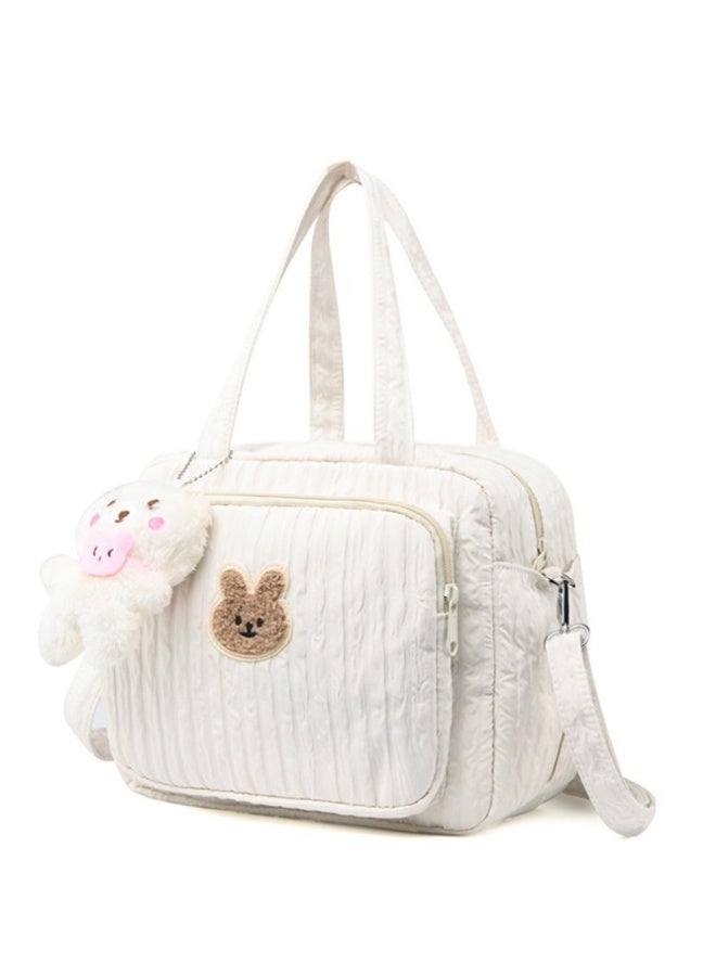 Diaper Bag Tote for Baby Girl Mommy Bag Quilted Cotton Baby Diaper Bag Travel Diaper Multifunction Maternity Bag Travel Storage Bag Diaper Tote Bag without Doll - Image 1