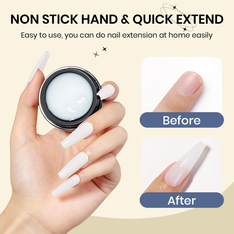 Supwee Solid Sculpture Builder Gel, 3D Nail Gel Milky White Non-Stick Hand Nail Extension Gel for Carving Patterns Decoration Nail Art Emboss Hard Gel for Nails Mnicure DIY at Home 14g(0.49 oz) - Image 5