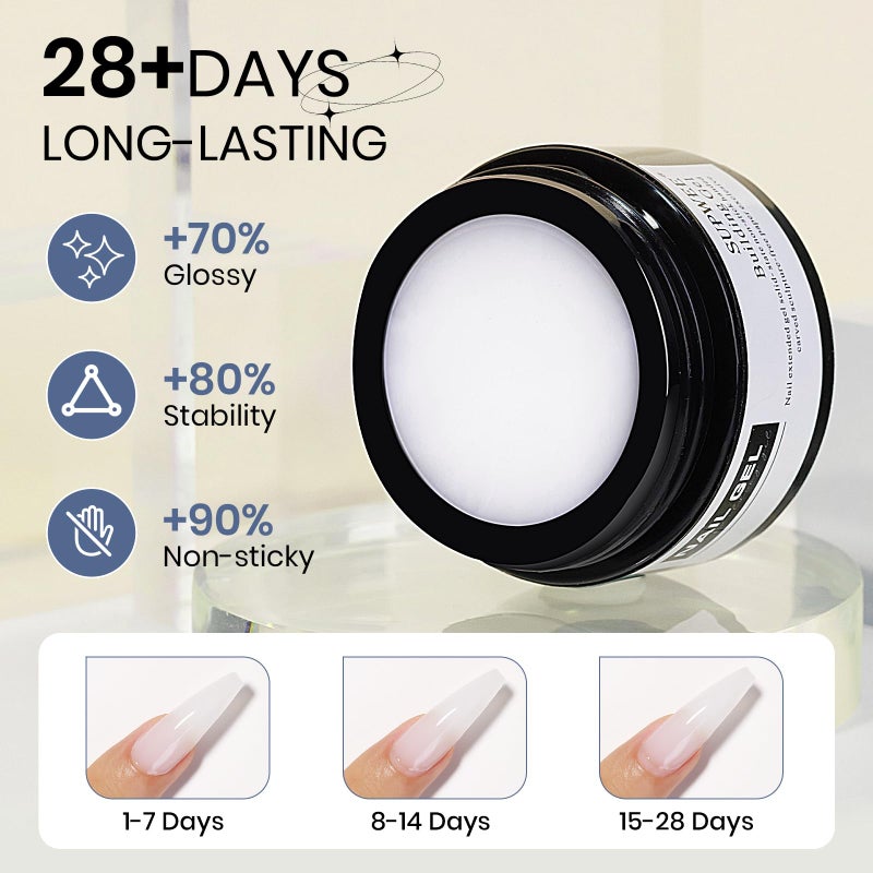 Supwee Solid Sculpture Builder Gel, 3D Nail Gel Milky White Non-Stick Hand Nail Extension Gel for Carving Patterns Decoration Nail Art Emboss Hard Gel for Nails Mnicure DIY at Home 14g(0.49 oz) - Image 4