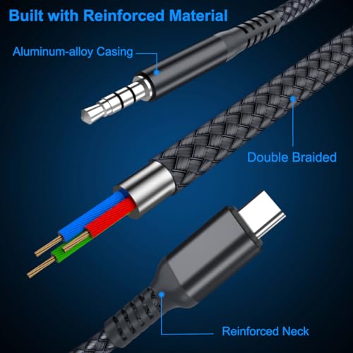 Elebase Samsung Galaxy S25 S24 Aux Cord 4FT,USB C Aux Cable,Type C to 3.5MM Jack Audio Adapter Auxiliary Cord for Z Fold Flip 7 6 5 FE,S23 S22 25 24 23 Ultra,Tab S8 S9 S10 S10+,A25,A34 A35,A53 A54 A55 - Image 3