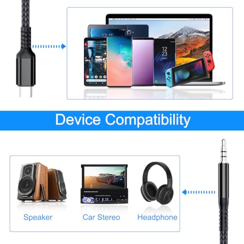 Elebase Samsung Galaxy S25 S24 Aux Cord 4FT,USB C Aux Cable,Type C to 3.5MM Jack Audio Adapter Auxiliary Cord for Z Fold Flip 7 6 5 FE,S23 S22 25 24 23 Ultra,Tab S8 S9 S10 S10+,A25,A34 A35,A53 A54 A55 - Image 5