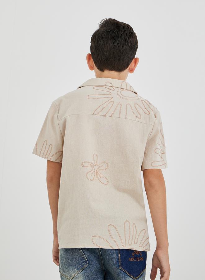 Styli Styli Embroidered Resort Collar Short Sleeve Shirt  - Image 4
