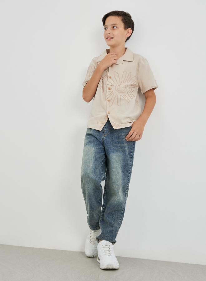 Styli Styli Embroidered Resort Collar Short Sleeve Shirt  - Image 2