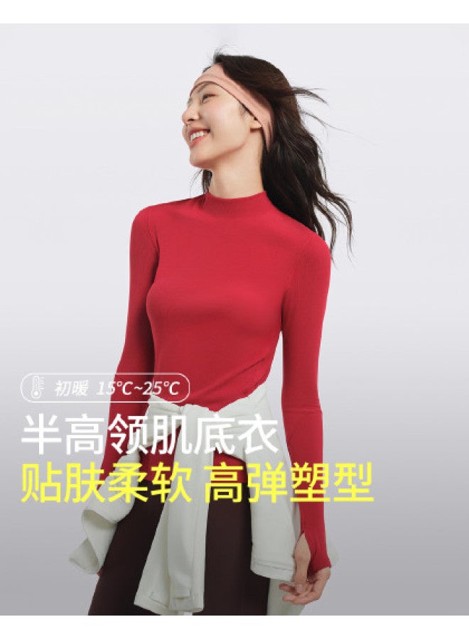 Beneunder Semi-Turtleneck Stretch Base Layer Top For Women, Soft, Versatile, And Comfortable For Early Autumn - Image 1