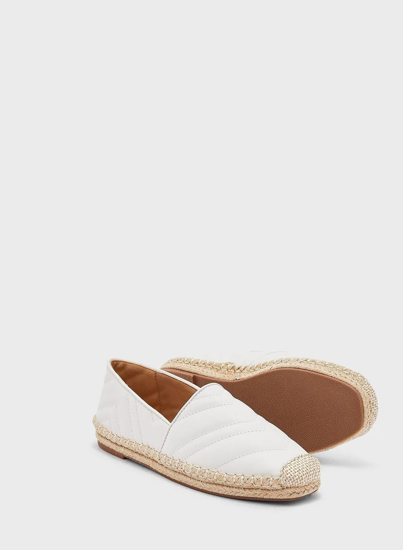 Ella White Zig Zag Quilted Flat Espadrille for Women | Best Price UAE
