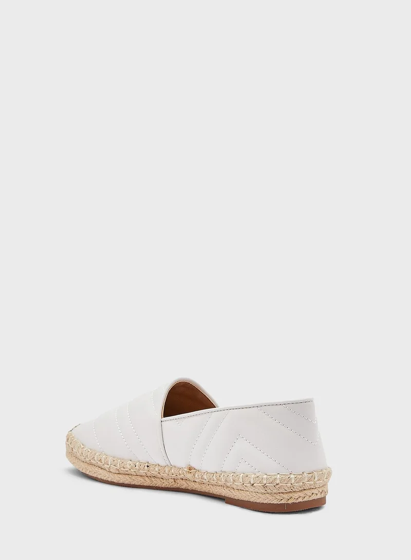 Ella White Zig Zag Quilted Flat Espadrille for Women | Best Price UAE