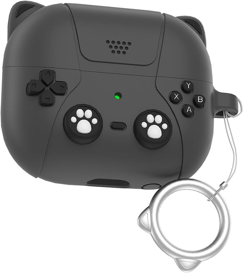 Meyaar Silicone Case for Apple Airpods 4 (2024) Cute Design for AirPods 4 with Active Noise Cancellation (ANC) with Keychain Shockproof Protective Case (Kitty Black) - Image 1