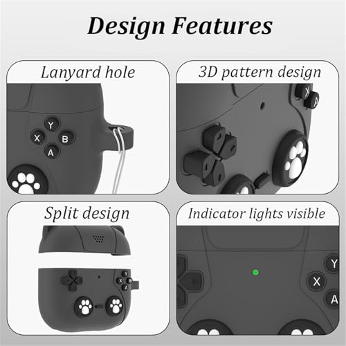 Meyaar Silicone Case for Apple Airpods 4 (2024) Cute Design for AirPods 4 with Active Noise Cancellation (ANC) with Keychain Shockproof Protective Case (Kitty Black) - Image 3
