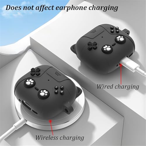 Meyaar Silicone Case for Apple Airpods 4 (2024) Cute Design for AirPods 4 with Active Noise Cancellation (ANC) with Keychain Shockproof Protective Case (Kitty Black) - Image 5