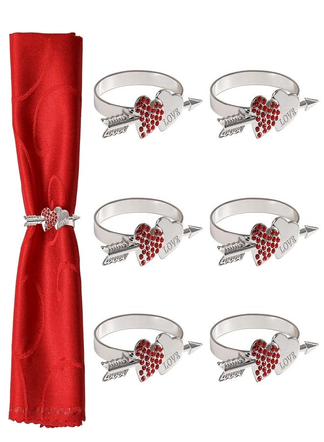 wonlex Valentines Day Napkin Rings Holder One Arrow Through The Heart Napkin Rings Serviette for Table Dining Wedding Setting Ceremony Decor Anniversary Dinner Party - Image 1
