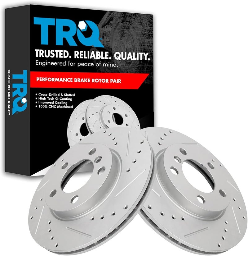 TRQ Front Performance Brake Rotors Set Premium G-Coated Compatible with 2011-2016 Mini Cooper Countryman 2013-2016 Cooper Paceman - Image 1