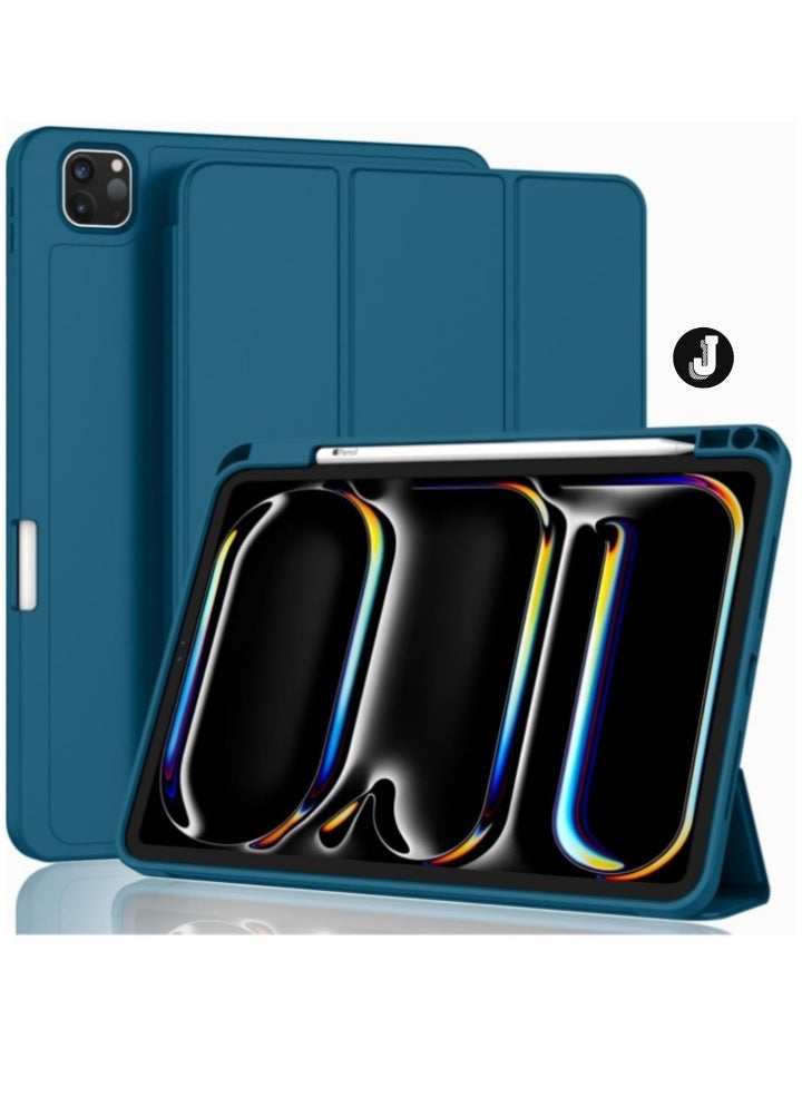 JAJEEK "2024 iPad Pro 11" Case (M4, 6th Gen) – Smart Case with Pencil Holder, Touch ID Support & Auto Wake/Sleep Function (Teal)" - Image 1