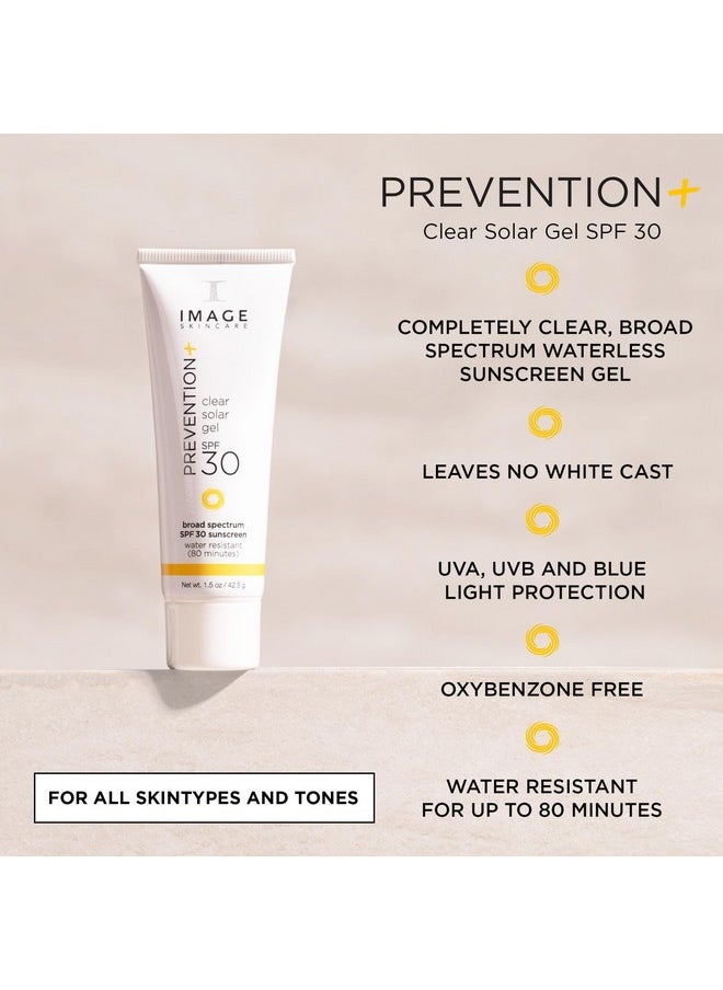 IMAGE SKINCARE - IMAGE Skincare, PREVENTION+ Clear Solar Gel SPF 30 Sunscreen, Broad Spectrum, Transparent Weightless Finish and No White Cast, Perfect Travel Size, 1.5 oz - Image 1